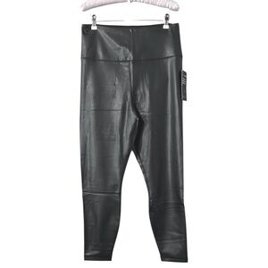 90 Degree by Reflex Super High Rise Black Faux Leather Fleece Leggings Size XL